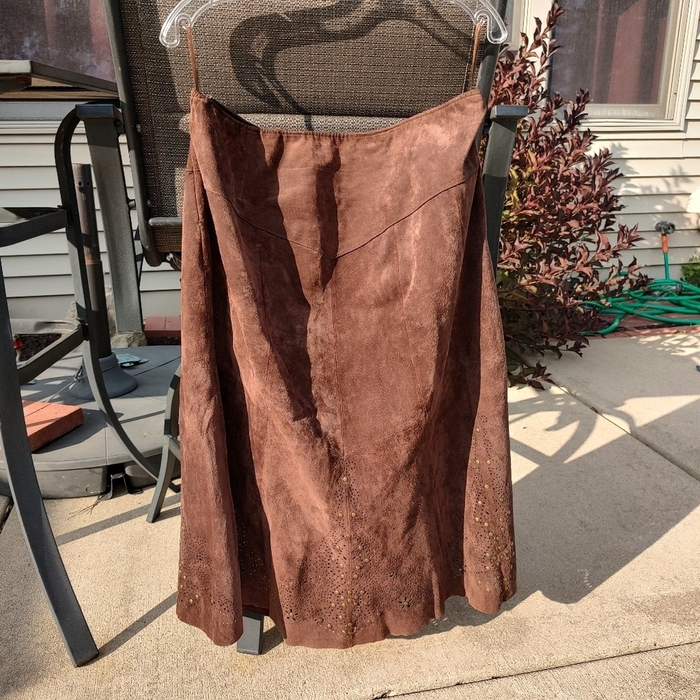 Leather Brown Petite Large Skirt! - Picture 9 of 12